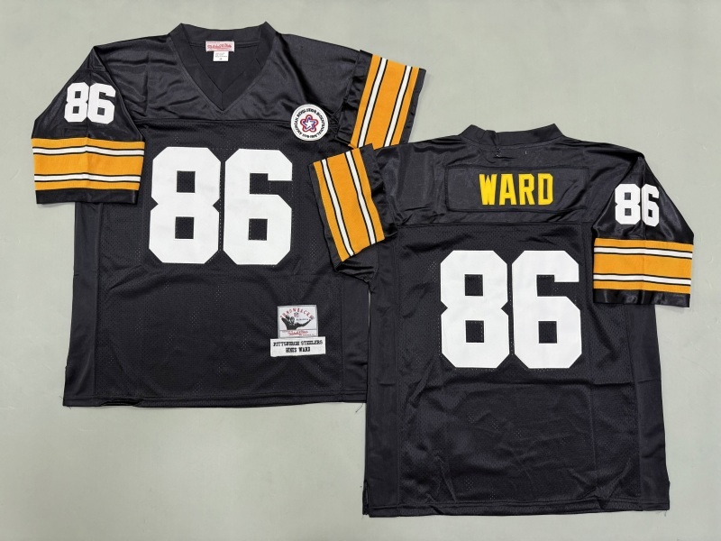 Men 2025 Pittsburgh Steelers #86 Ward black Throwback Limited NFL Jersey style 004